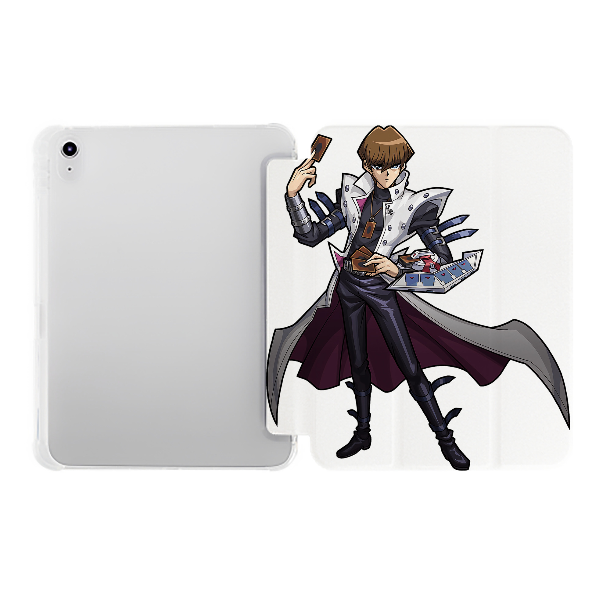 （画像用） 遊☆戯☆王 Yu-Gi-Oh! IPad ケース ペン収納付き 三つ折りスタンド PUレザー×シリコン 対応機種9.5/10.5/10.9インチ
